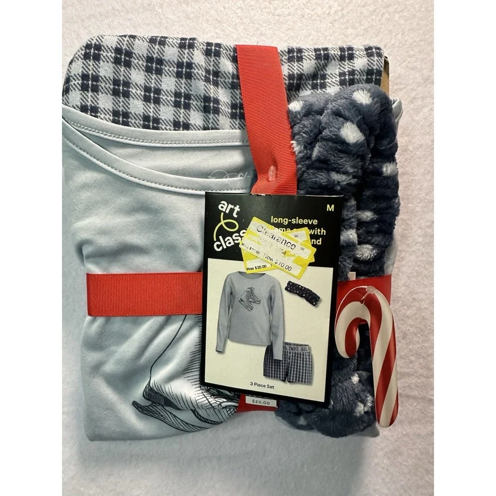 Art Class Long Sleeve Pajamas Set With Spa Headband. Girls Youth Size Medium.